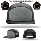 Custom firefighter hat showing two shield patch styles