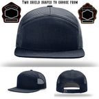 Firefighter hat displayed with two shield patch style options