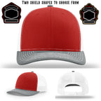 Firefighter station hat with two shield patch examples