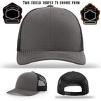 Custom firefighter hat with two shield patch samples