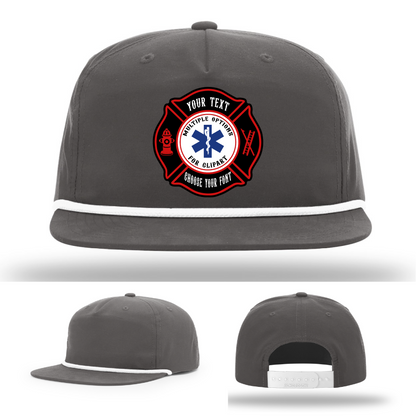 Front view firefighter hat displaying Maltese patch shape variations
