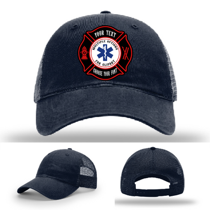 Custom firefighter hat with front view Maltese patch differences