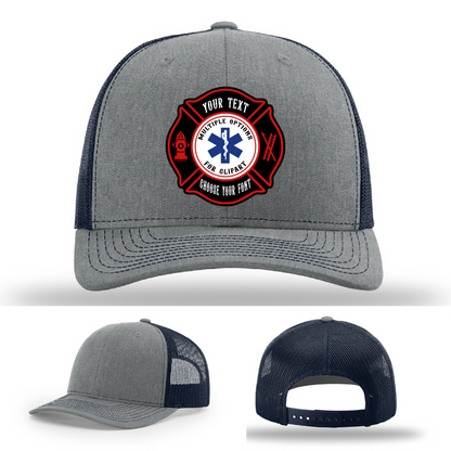 Firefighter pride hat showing two Maltese cross shapes front view