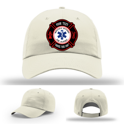 Firefighter lifestyle hat with two Maltese patch shape options