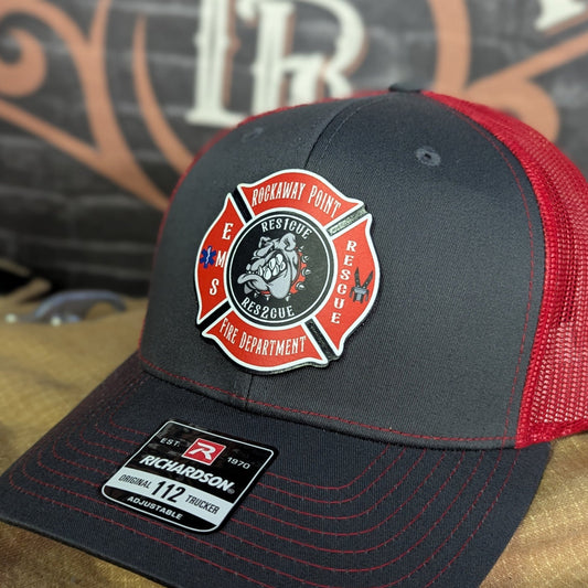 Full color Maltese leather patch hat with bold firefighter tradition design
