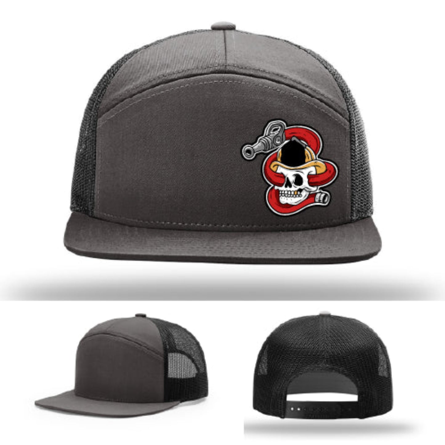 Skull helmet firefighter leather patch hat designed for aggressive crews