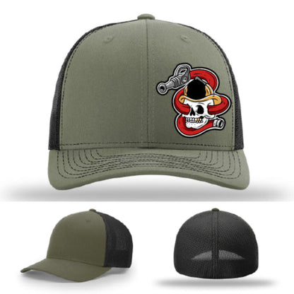 Firefighter hat with detailed skull helmet leather patch Richardson build