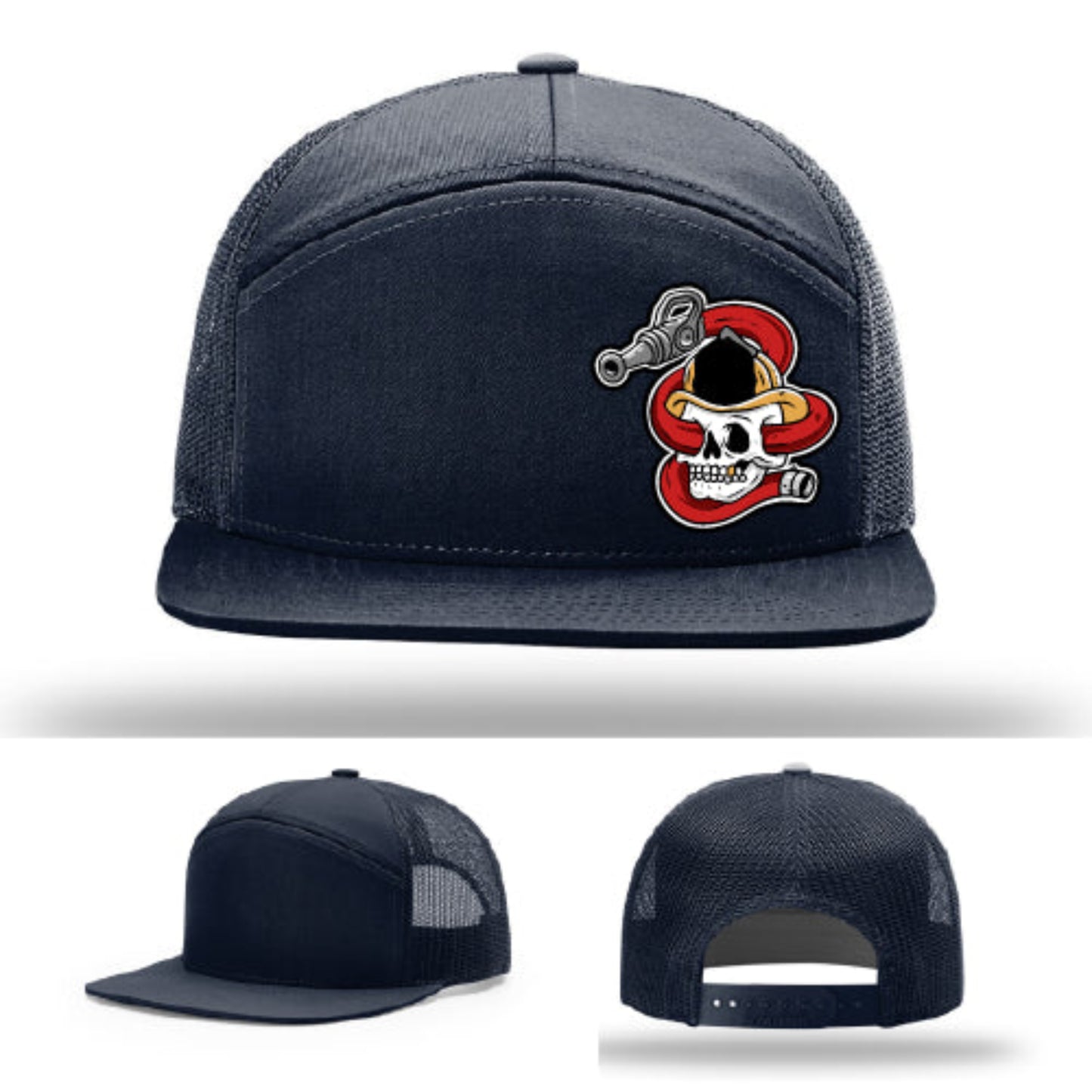 Firefighter leather patch hat skull helmet artwork bold full color finish