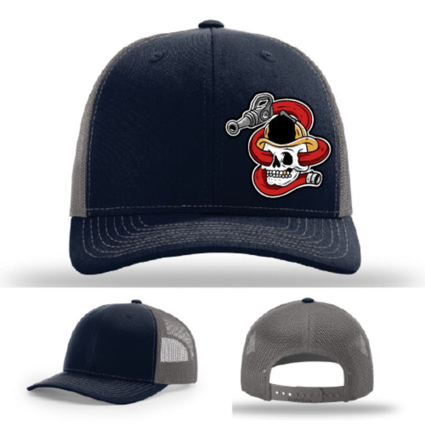 Get Hosed firefighter hat with skull and hose patch durable leather detail