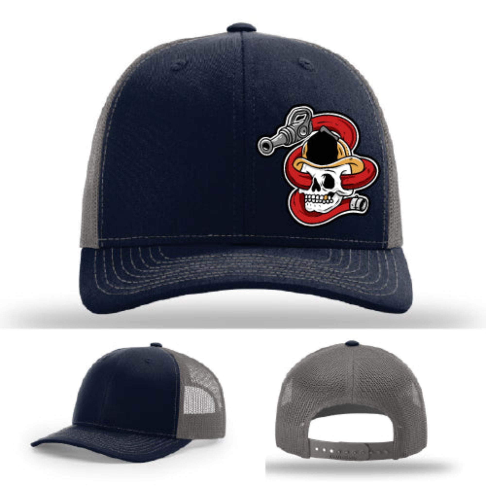 Get Hosed firefighter hat with skull and hose patch durable leather detail