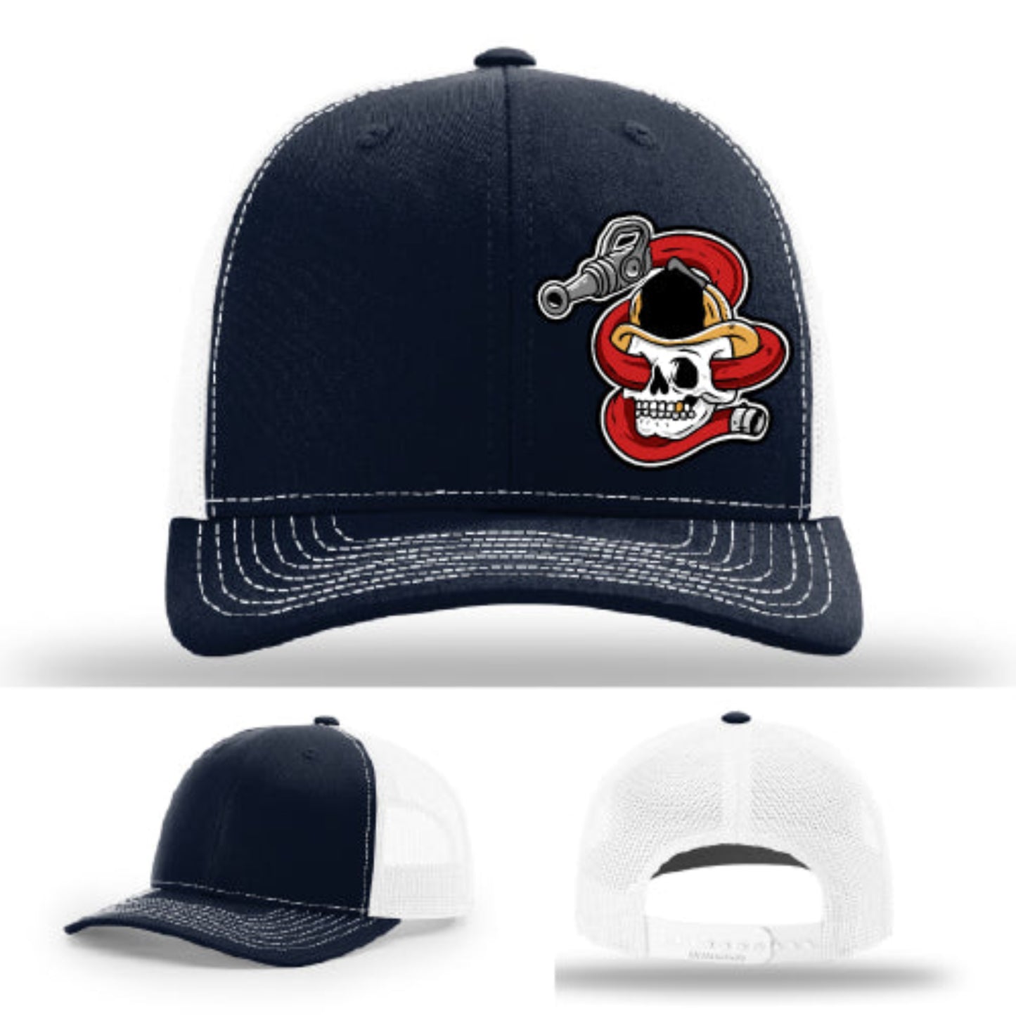 Firefighter apparel hat with mesh panels and Get Hosed leather patch
