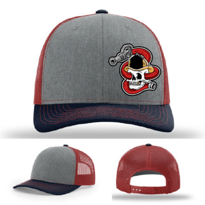 Get Hosed leather firefighter hat rugged style with hose skull artwork