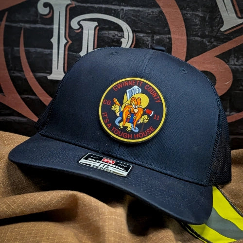 gwinnett fire company 11 hat leather patch front view