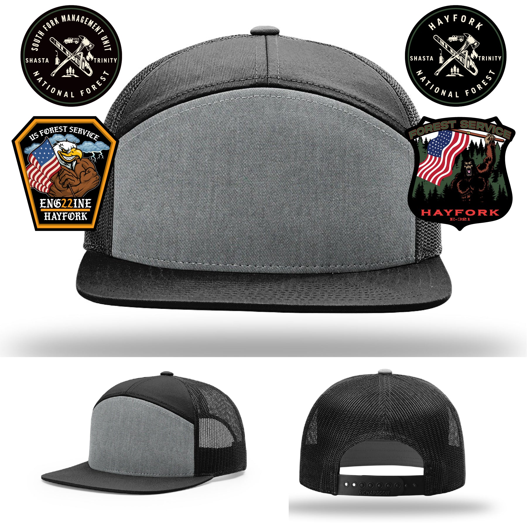 South Fork Hayfork firefighter hat with detailed leather patch