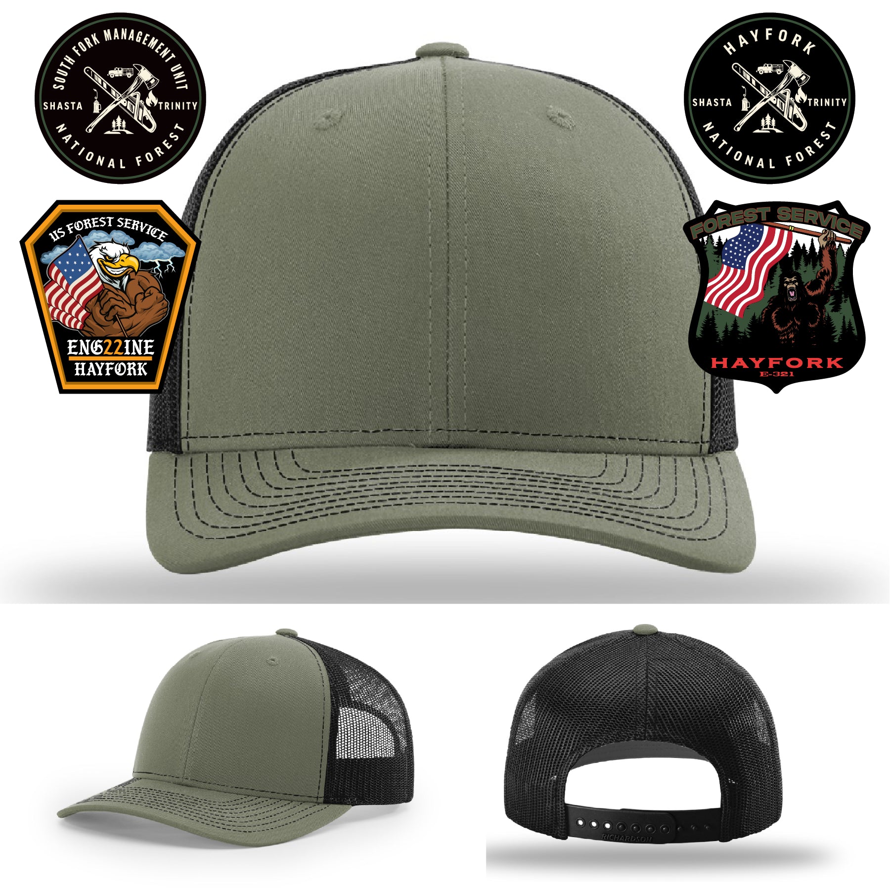 Custom firefighter hat for Hayfork National Forest wildland unit