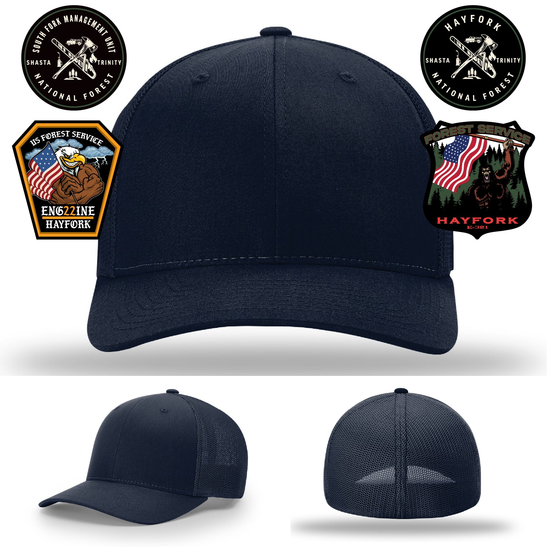 South Fork firefighter hat with bold custom leather patch design