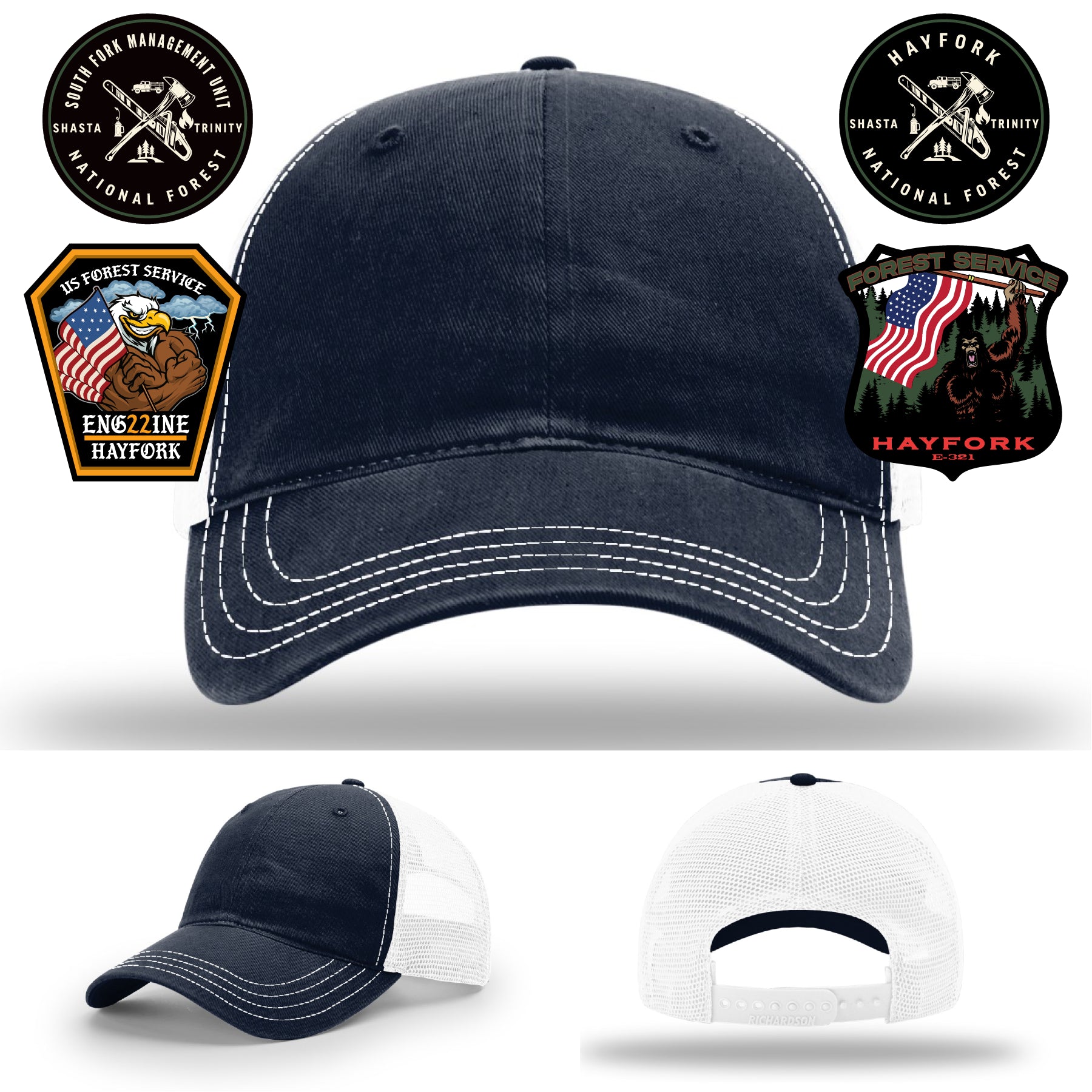 Engine 22 firefighter hat Hayfork wildland pride leather patch