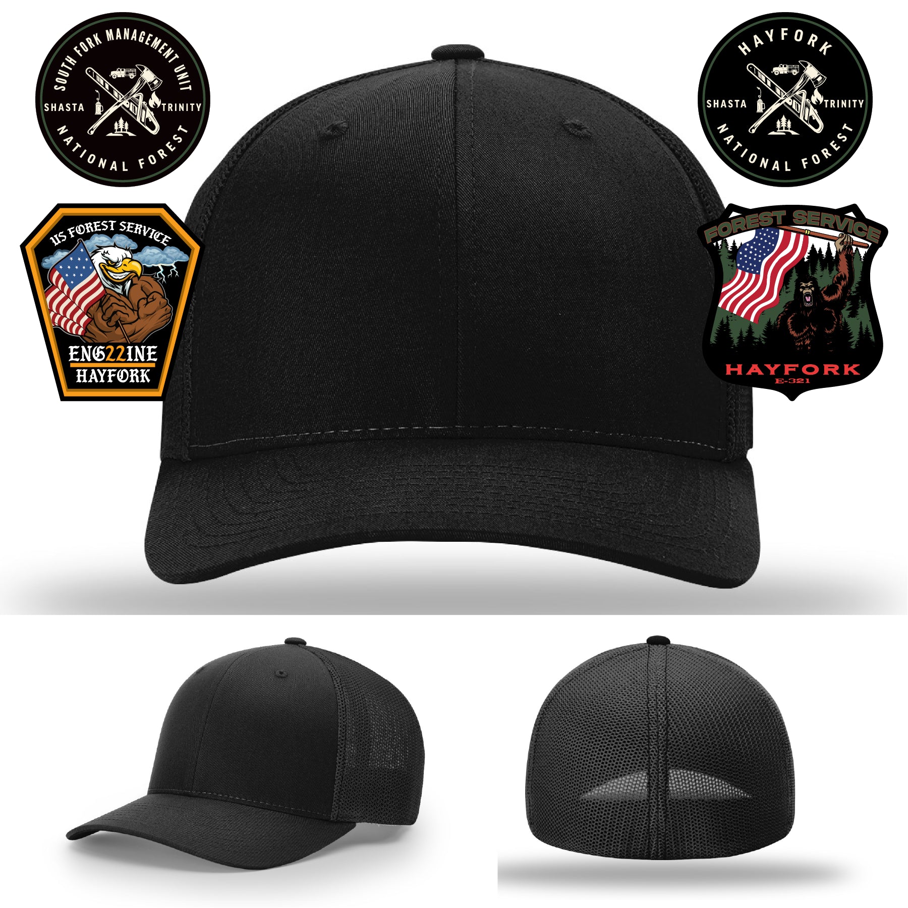 South Fork firefighter hat with custom leather patch design
