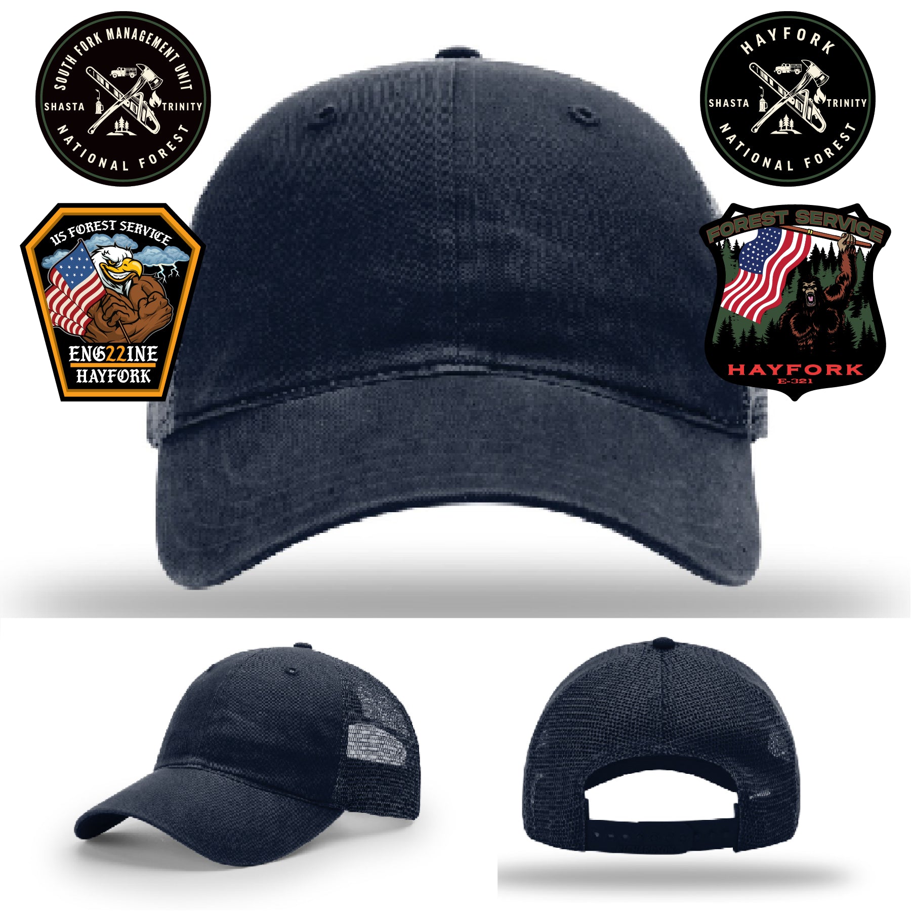 Custom Hayfork firefighter hat with Engine 321 department patch