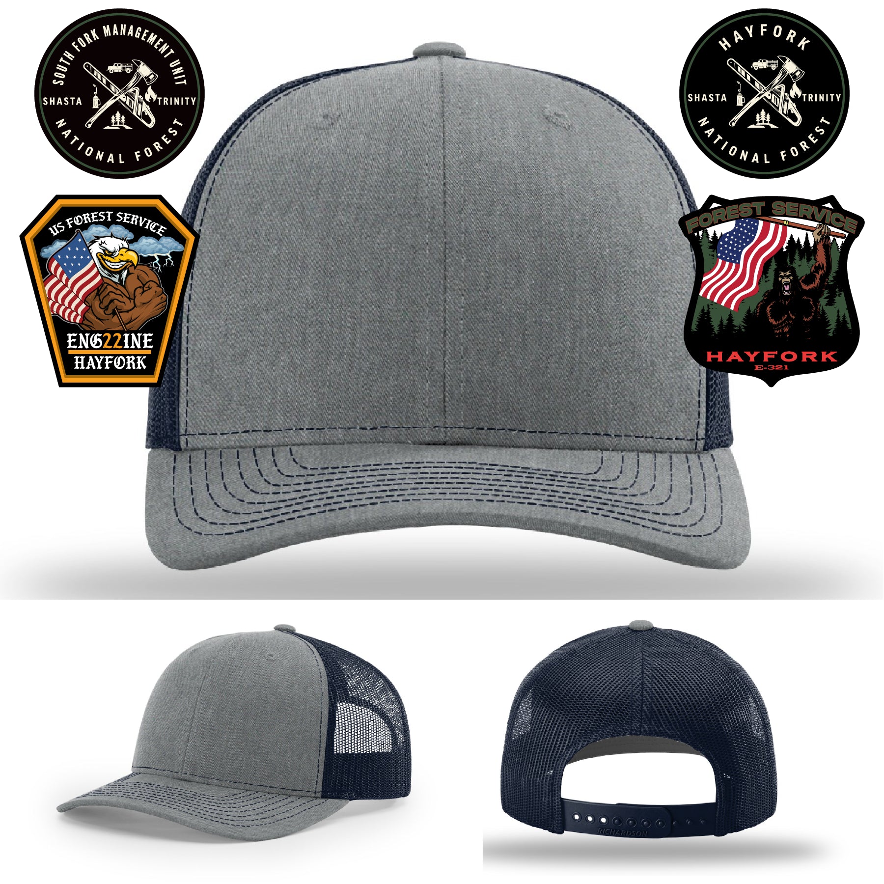 Hayfork National Forest custom firefighter leather patch hat