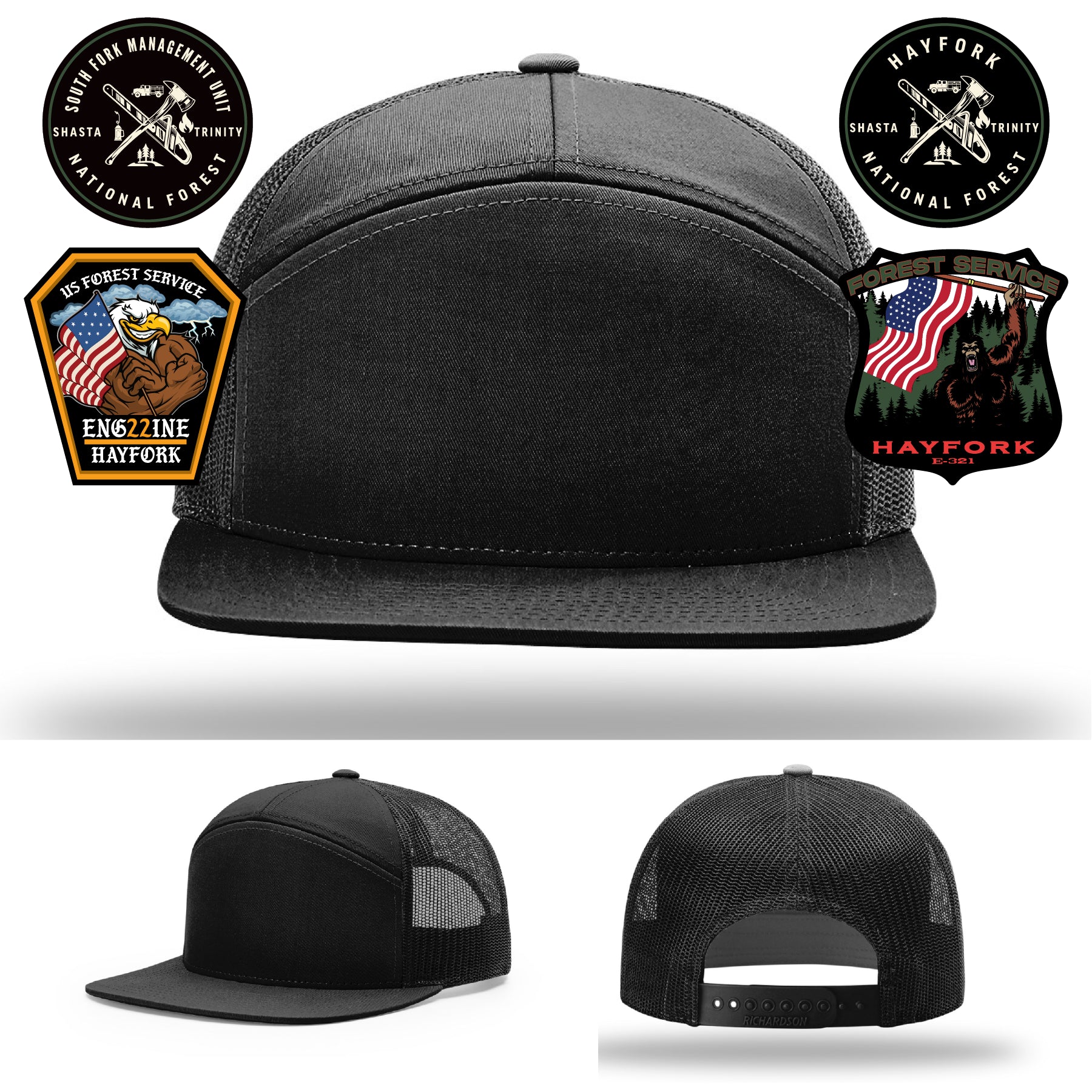 Hayfork National Forest firefighter hat with rugged leather patch