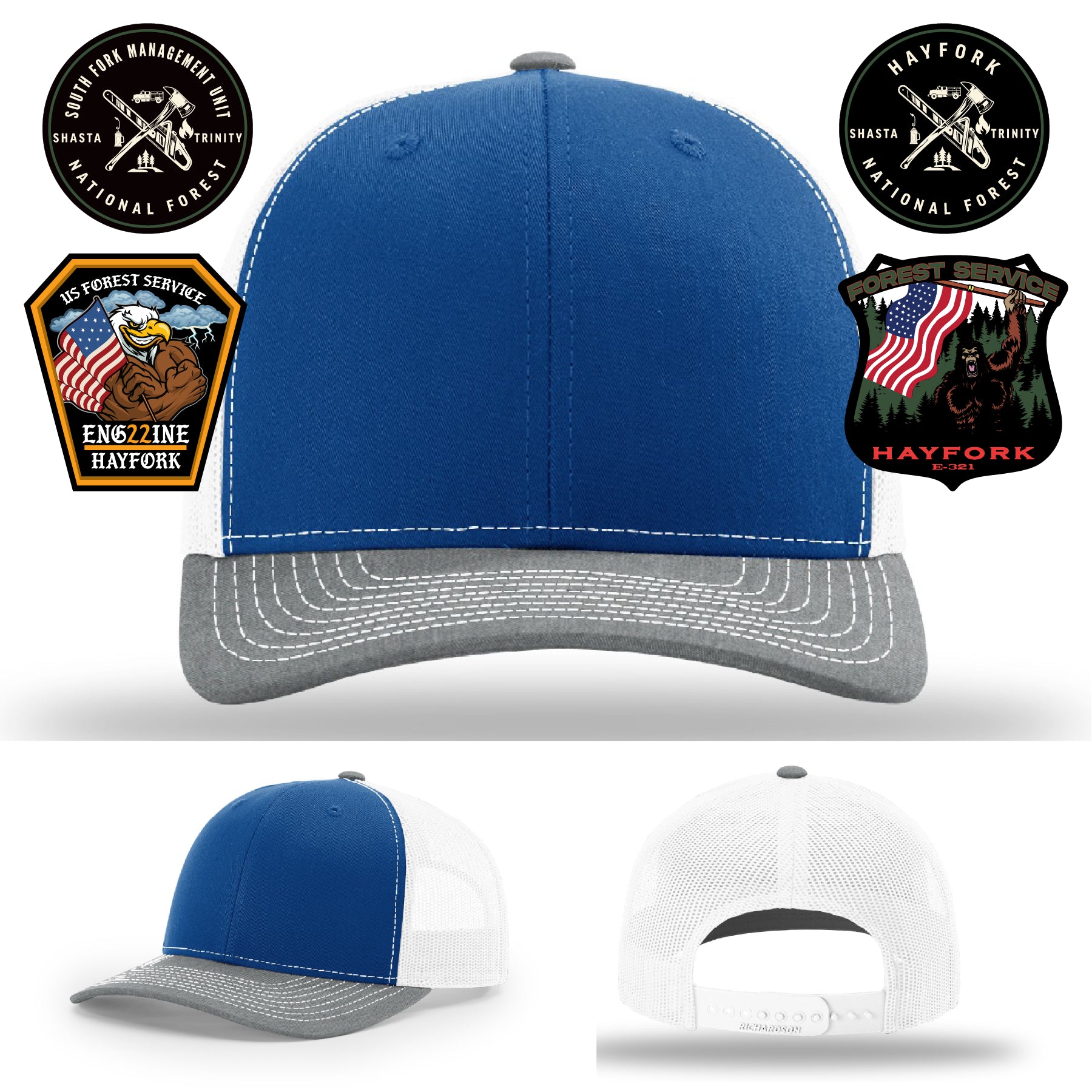 Hayfork National Forest firefighter hat handcrafted leather patch