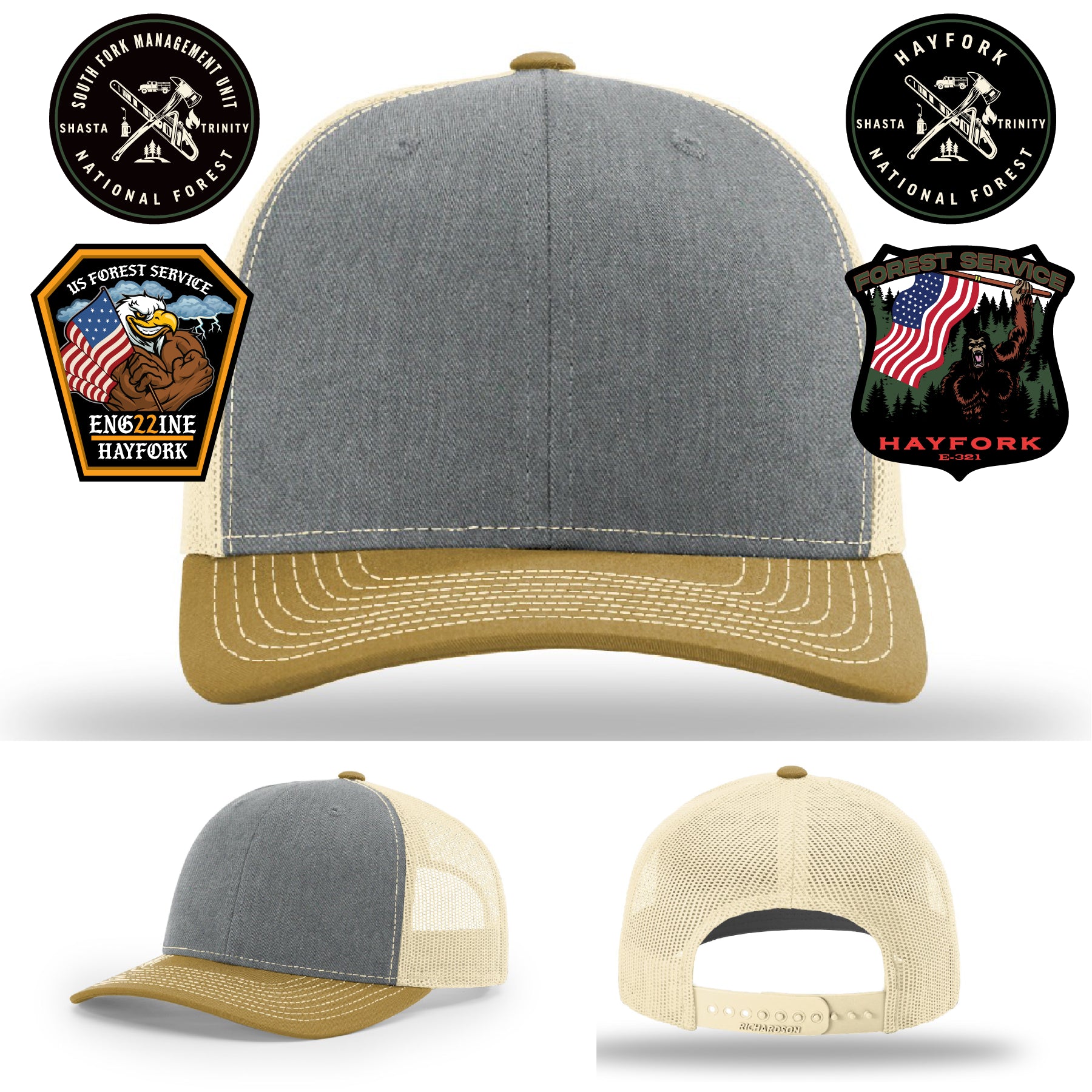 Hayfork Engine 22 custom wildland firefighter leather patch hat