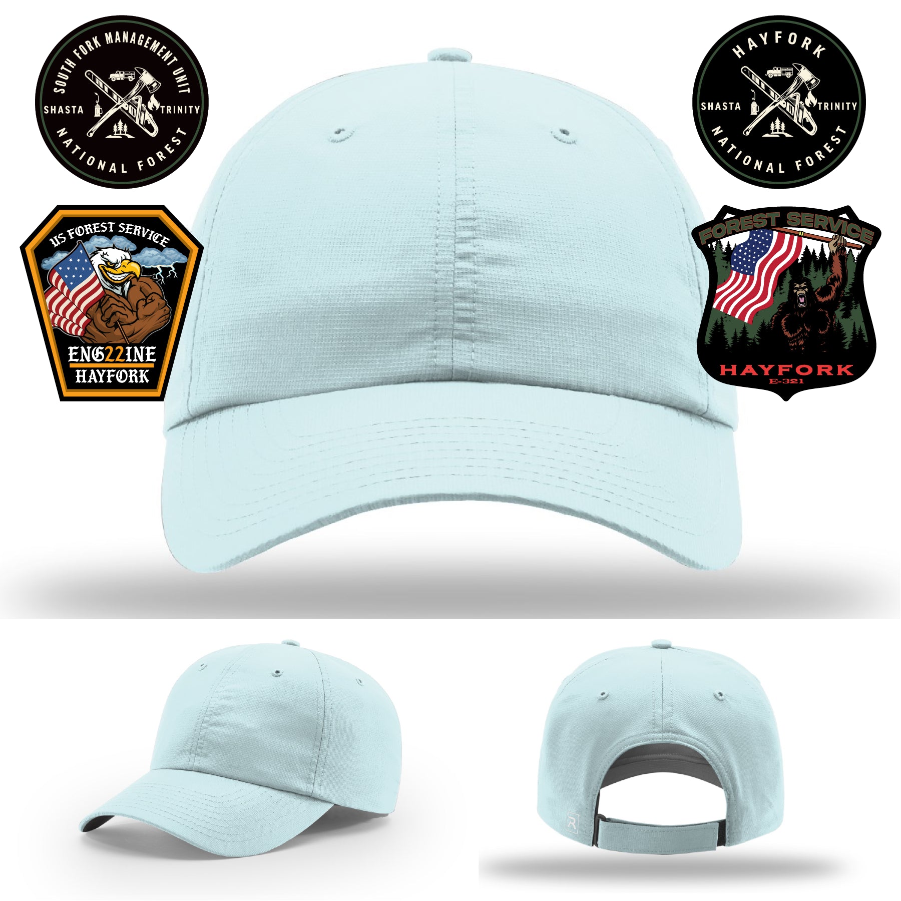 Custom Hayfork firefighter hat with wildland crew leather design