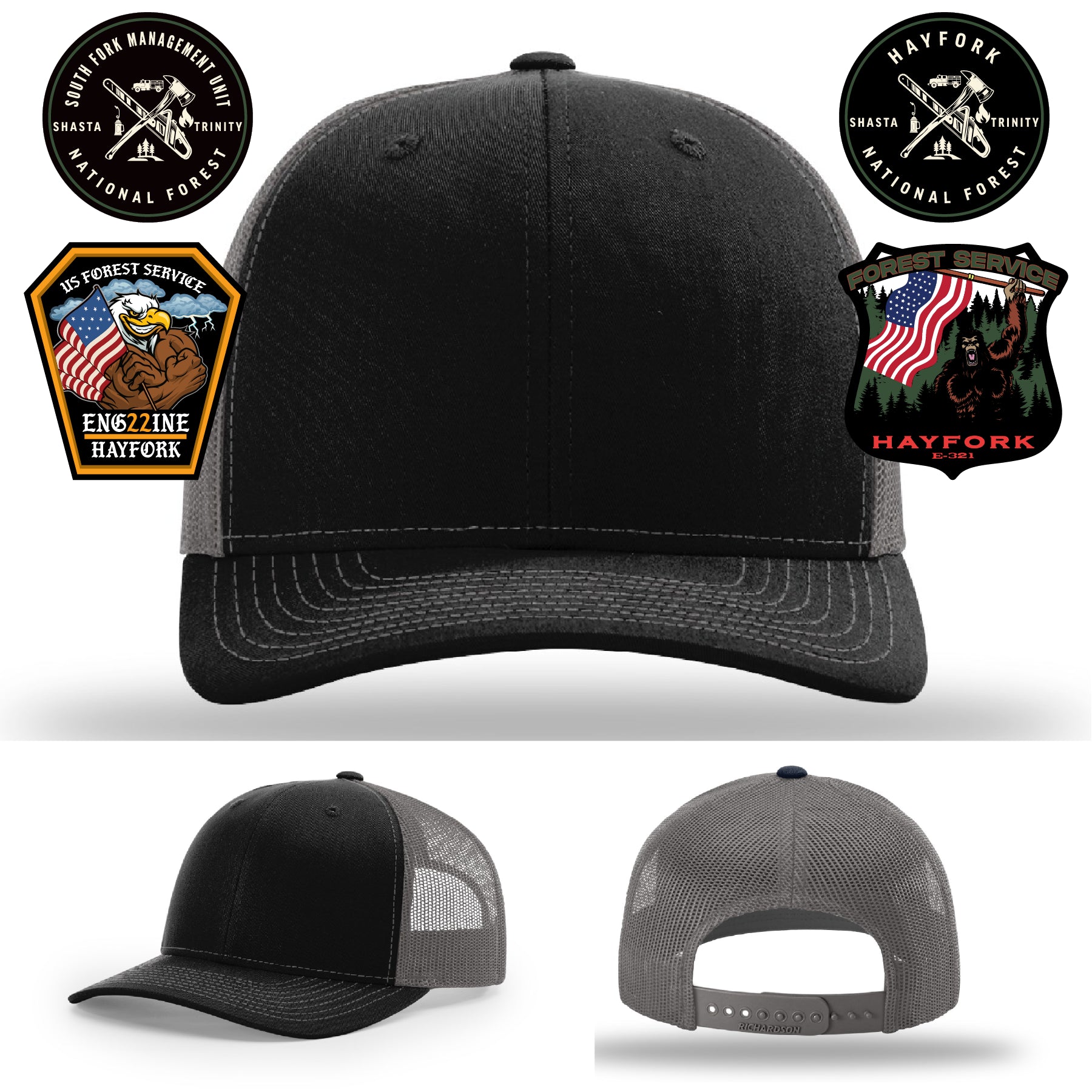 Engine 321 Hayfork firefighter hat with full grain leather patch