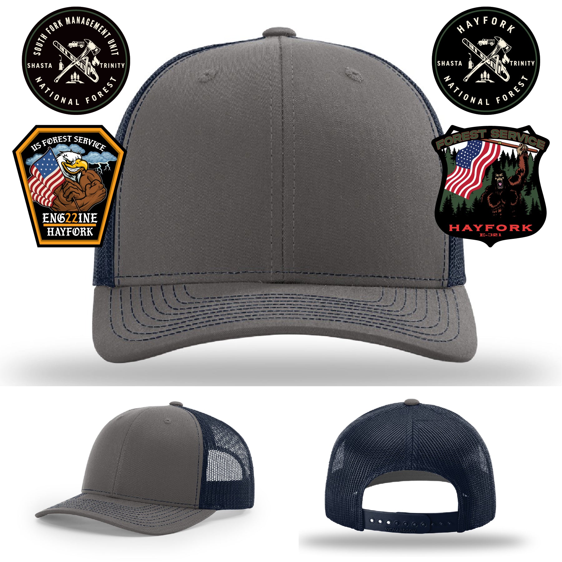 Hayfork National Forest crew hat with durable leather patch