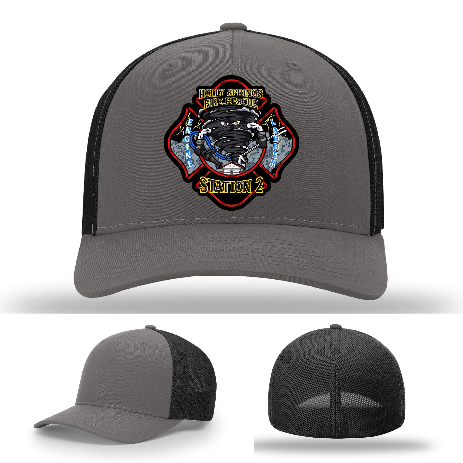 Station 2 Holly Springs firefighter cap with leather patch