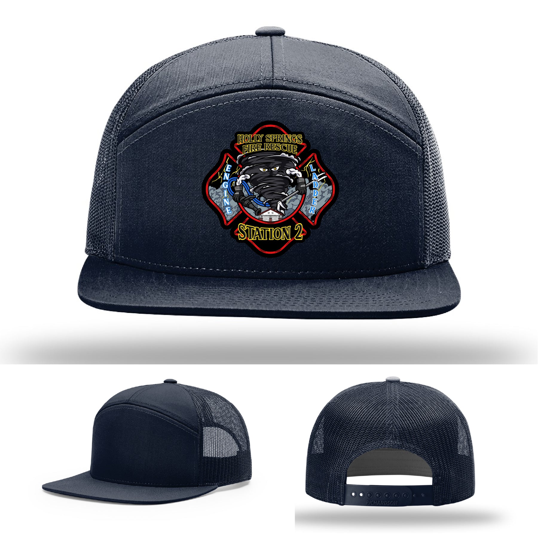 Holly Springs Station 2 leather emblem firefighter hat