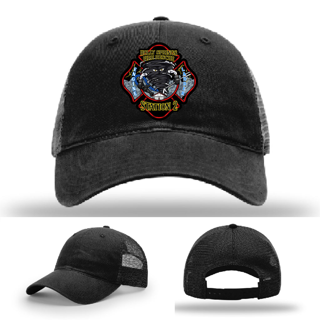 Holly Springs Station 2 firefighter pride hat with leather patch