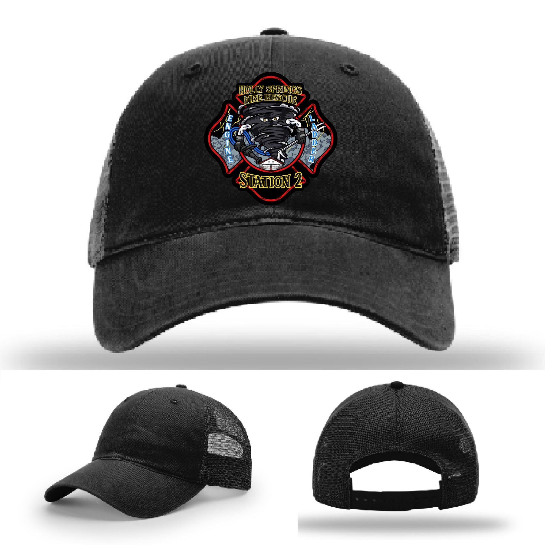 Holly Springs Station 2 firefighter pride hat with leather patch