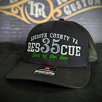 Custom embroidered firefighter hat with bold stitching, structured fit, and premium Richardson snapback design