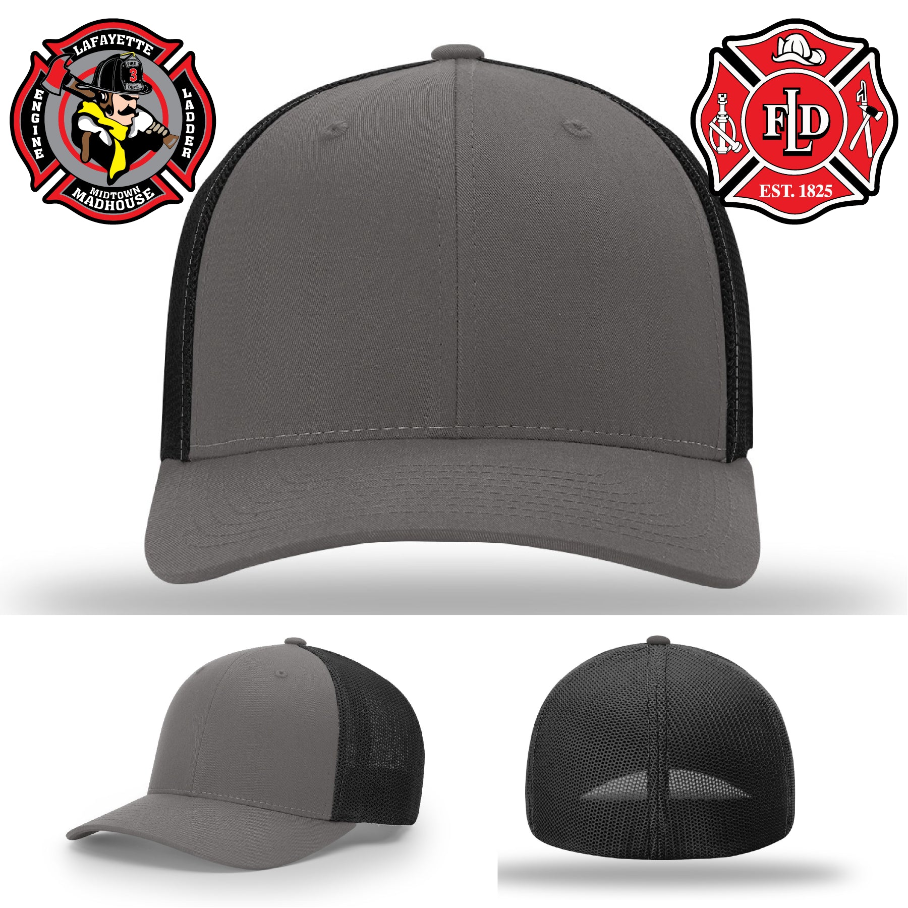 Custom Lafayette firefighter hat built for firehouse identity