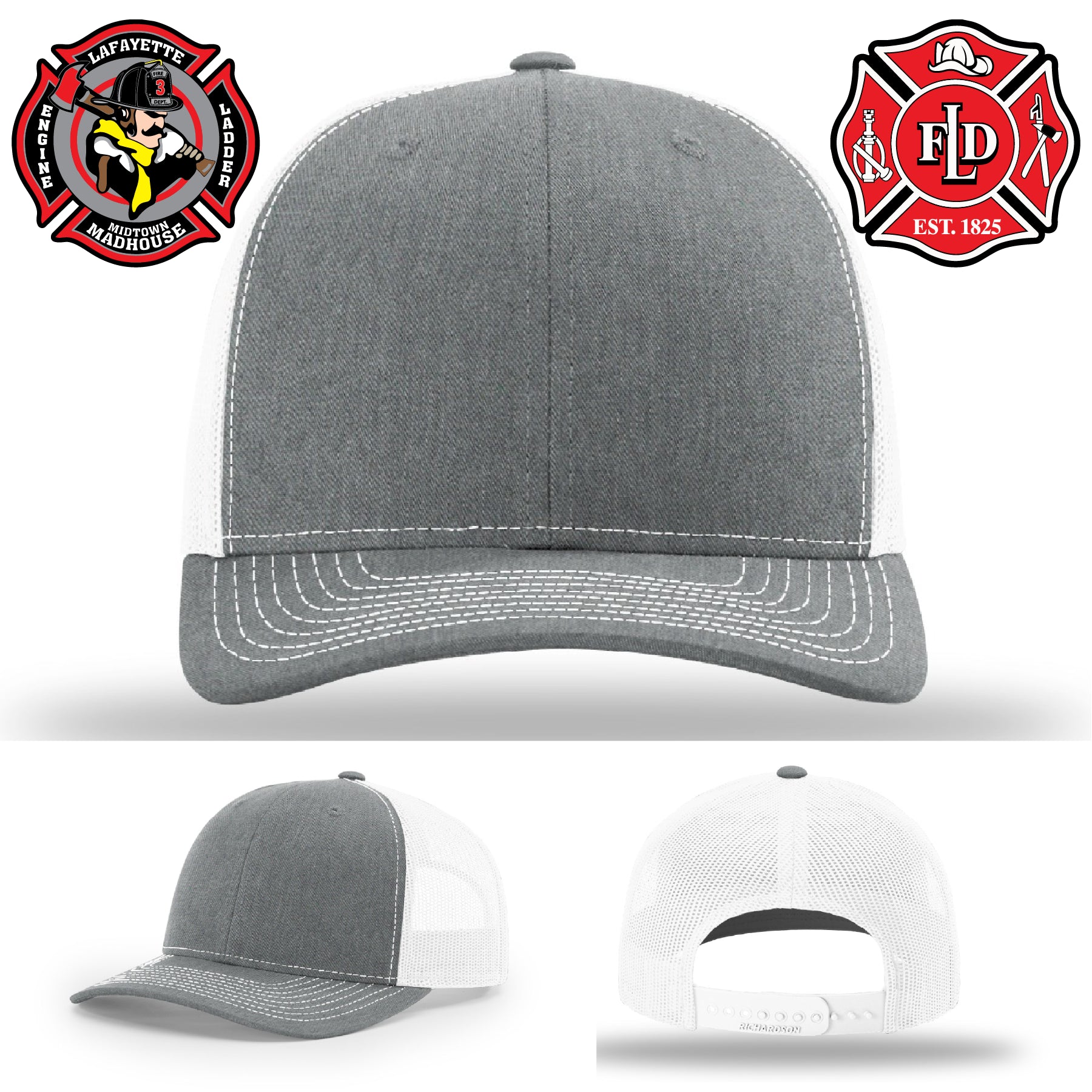 Lafayette firefighter hat crafted with detailed engraved patch