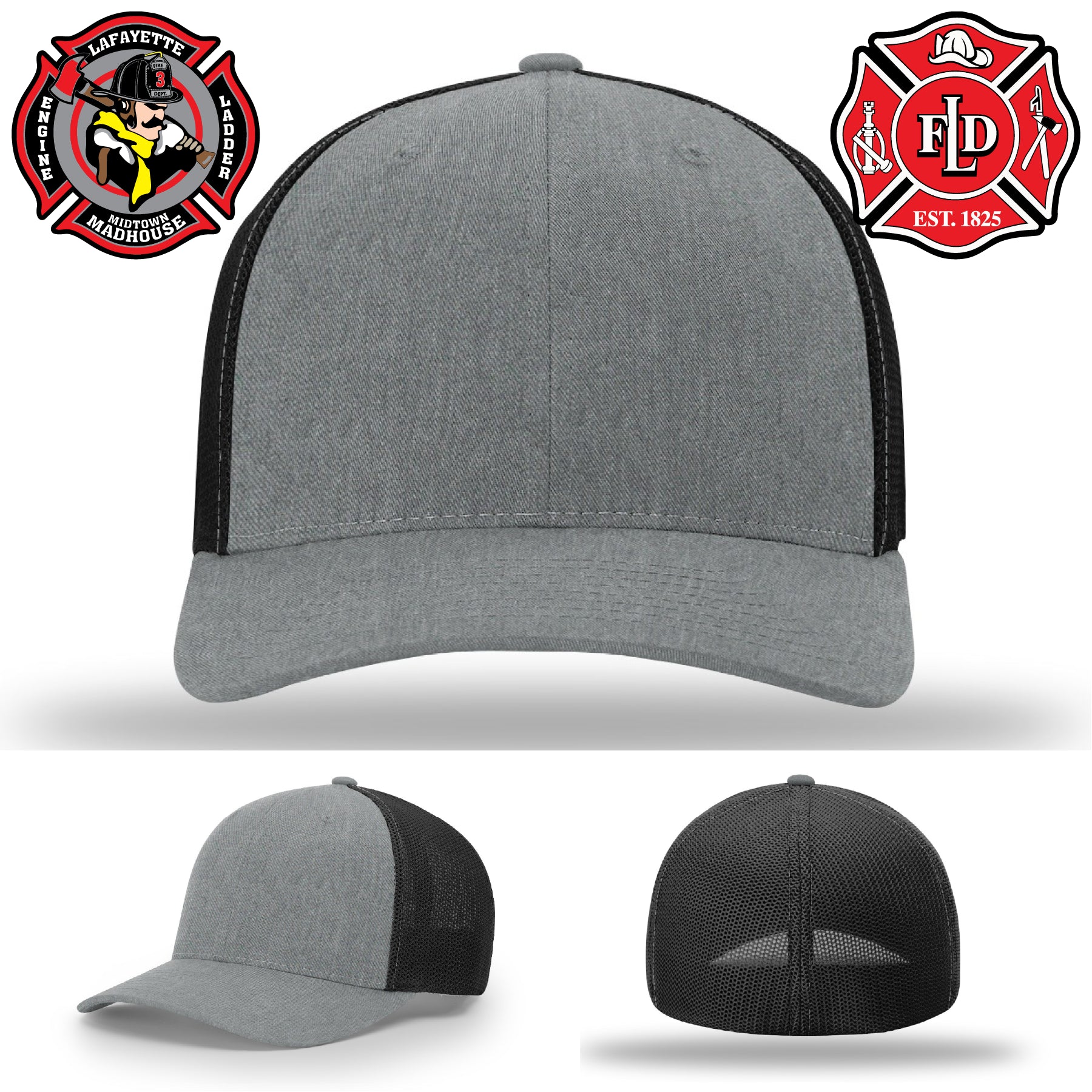 Firefighter station hat featuring Lafayette fire department patch