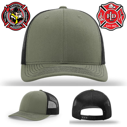 Custom firefighter hat showing Lafayette fire department pride