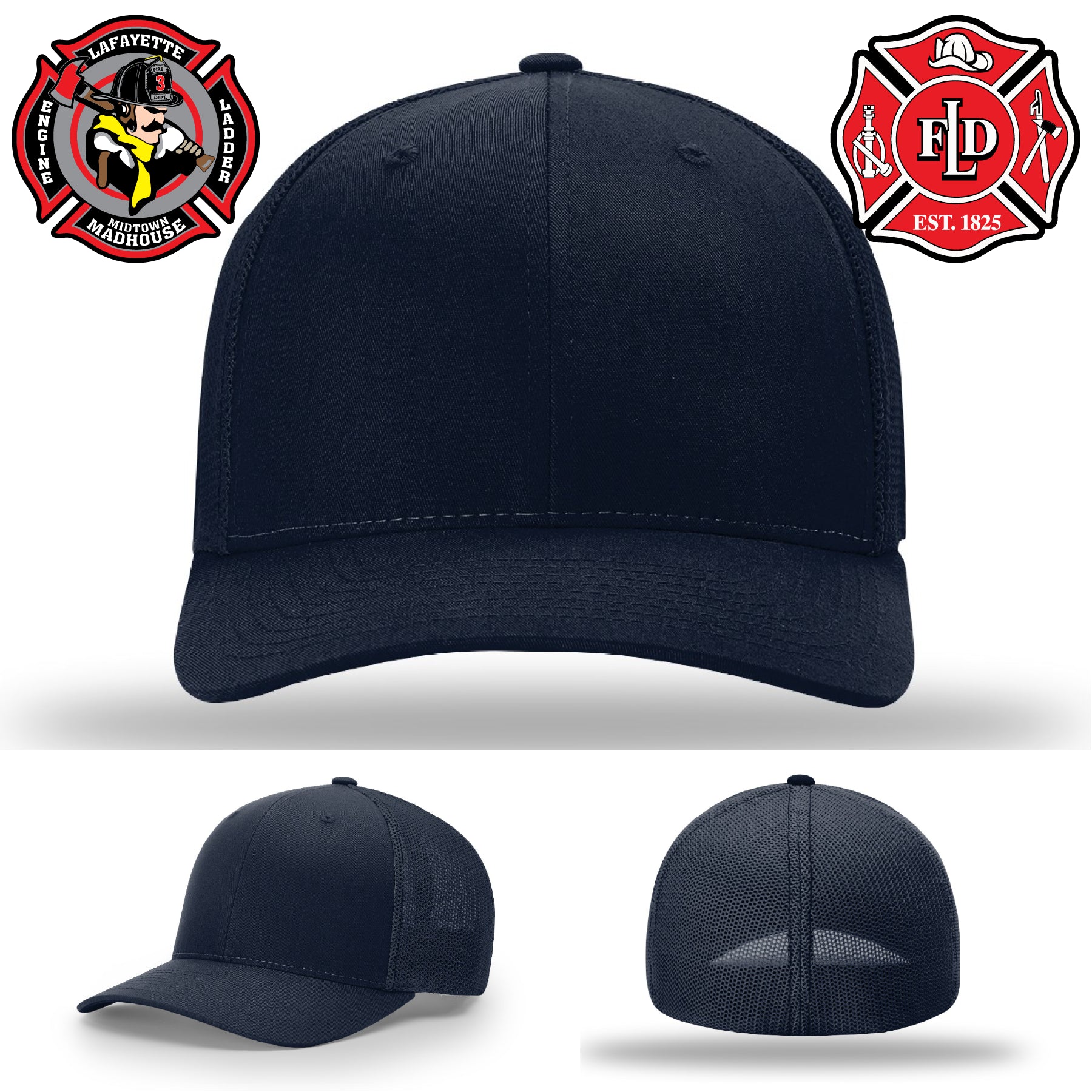 Lafayette firefighter hat showing firehouse pride with custom patch