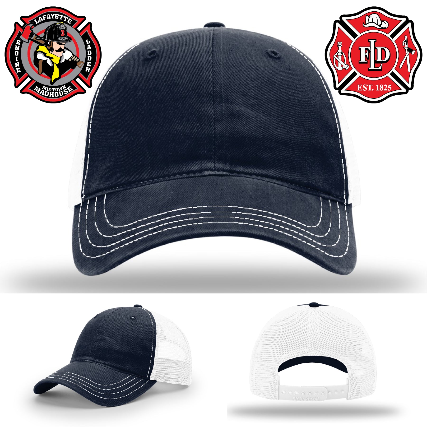 Lafayette firefighter hat crafted for crews with durable patch