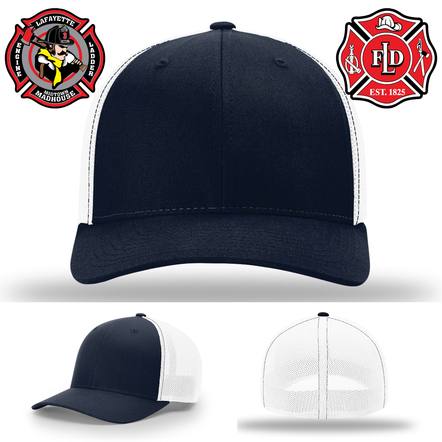 Firefighter leather patch hat featuring Lafayette department logo