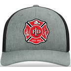Custom Lafayette firefighter hat with durable leather patch design