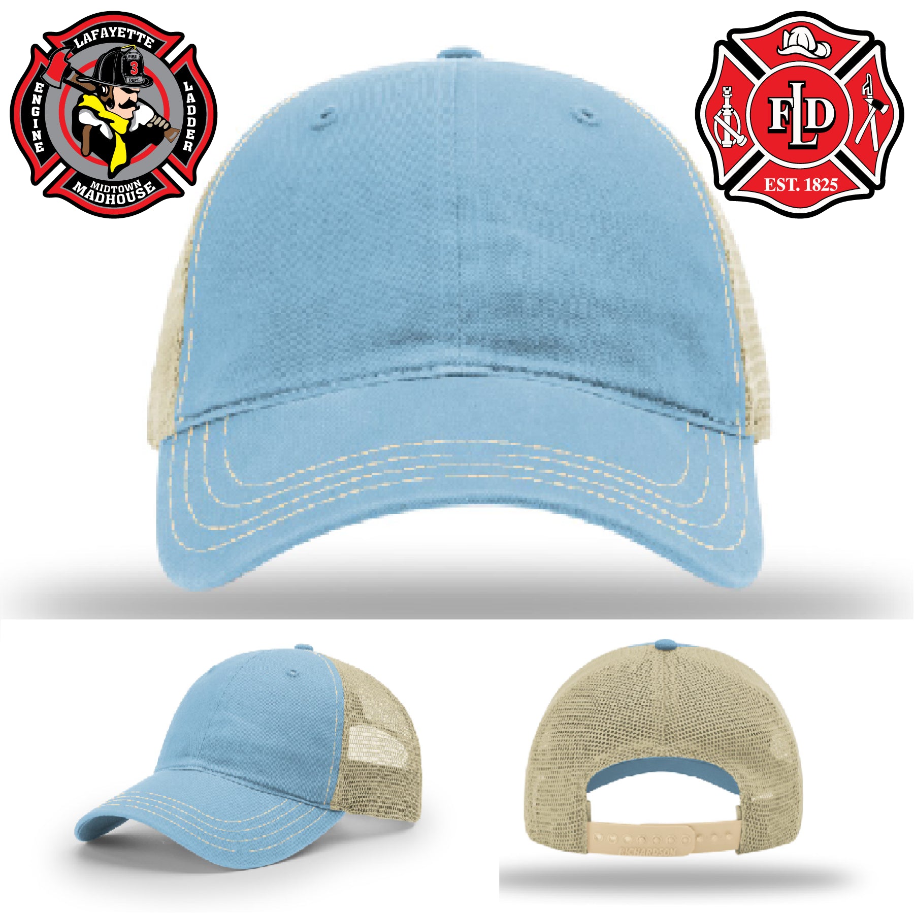 Firefighter hat with Lafayette fire department engraved artwork