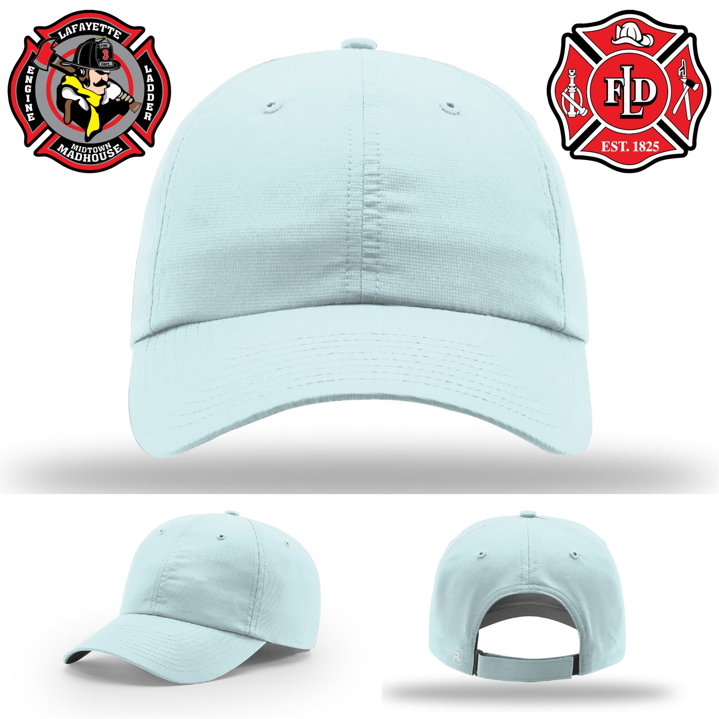 Custom Lafayette firefighter hat showcasing department leather patch
