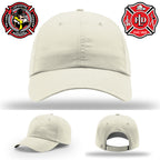 Lafayette firefighter leather patch hat showing station tradition