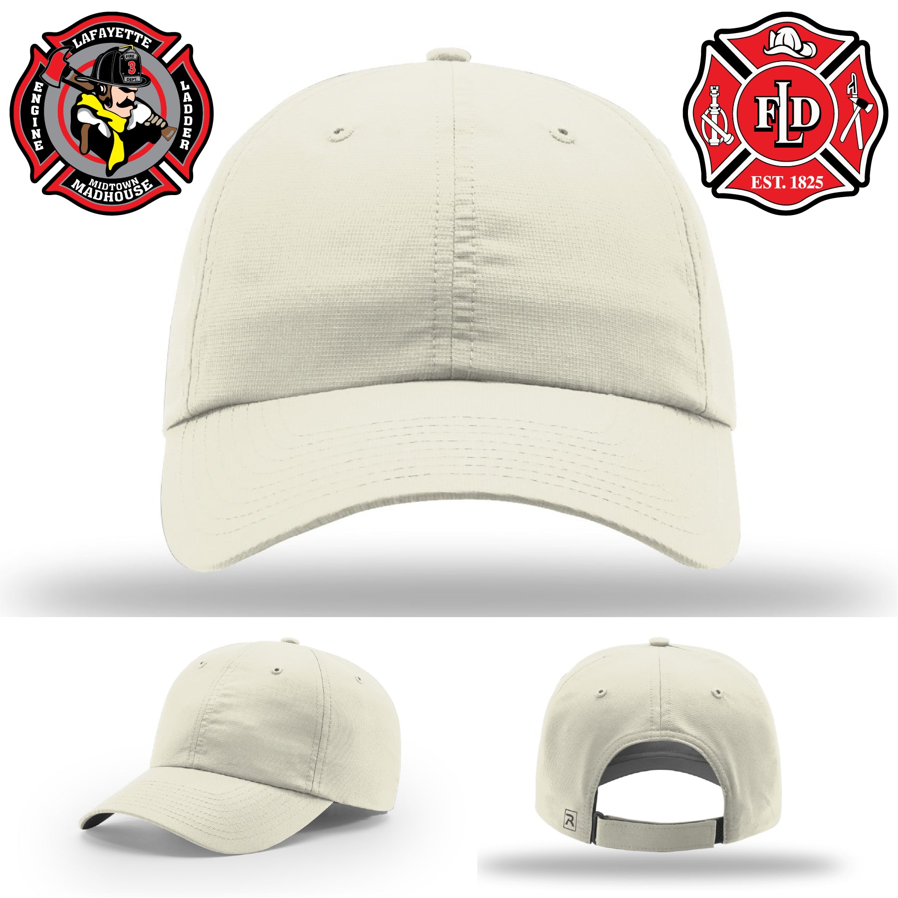 Lafayette firefighter leather patch hat showing station tradition