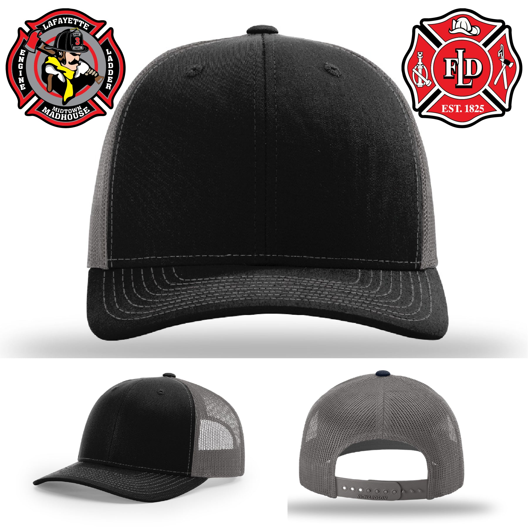 Custom leather firefighter hat featuring Lafayette Fire Department