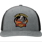 Lake County Fire Department Station 82 custom leather patch firefighter hat