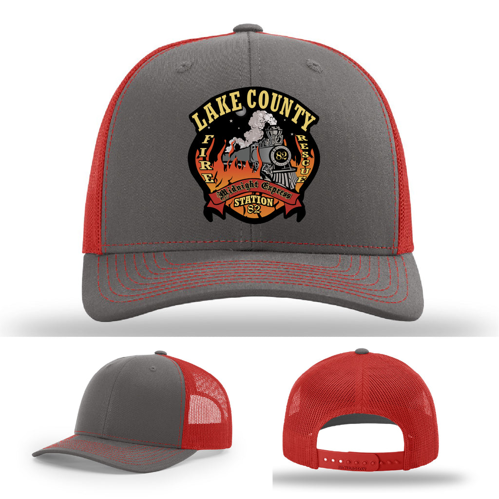 Lake County firefighter hat featuring Station 82 patch